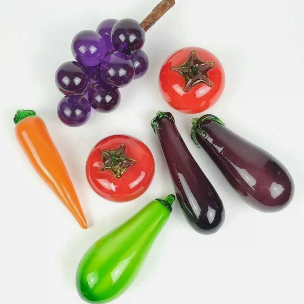 MCM blown glass realistic fruit veggie set